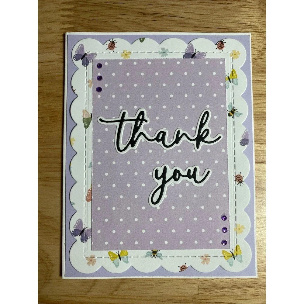 Handmade Thank You Greeting Card Blank Inside A2 – Elegant Appreciation